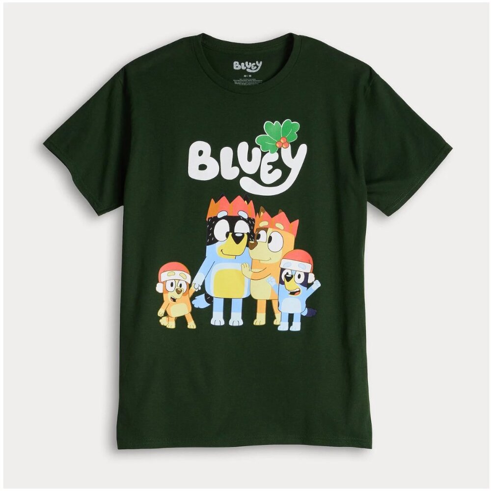 Men's Bluey Family Christmas Graphic Tee Size Large NWT